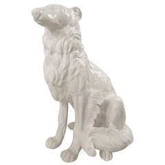 Distinguished Porcelain Wolfhound Statue