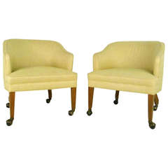 Pair Vintage Mid-Century Modern Rolling Side Chairs 10