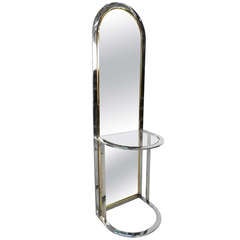 Vintage Pace Collection Chrome & Brass Mid-Century Modern Full Length Mirror