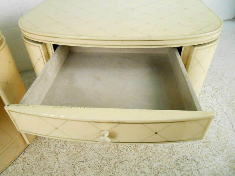 Wood Pair of Hollywood Regency Style End Tables