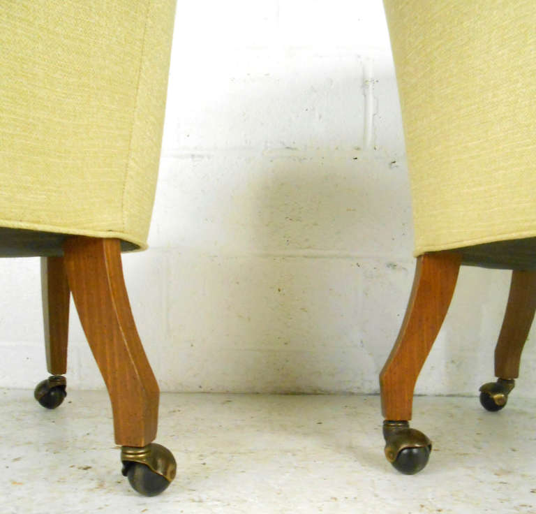 Late 20th Century Pair of Vintage Rolling Side Chairs