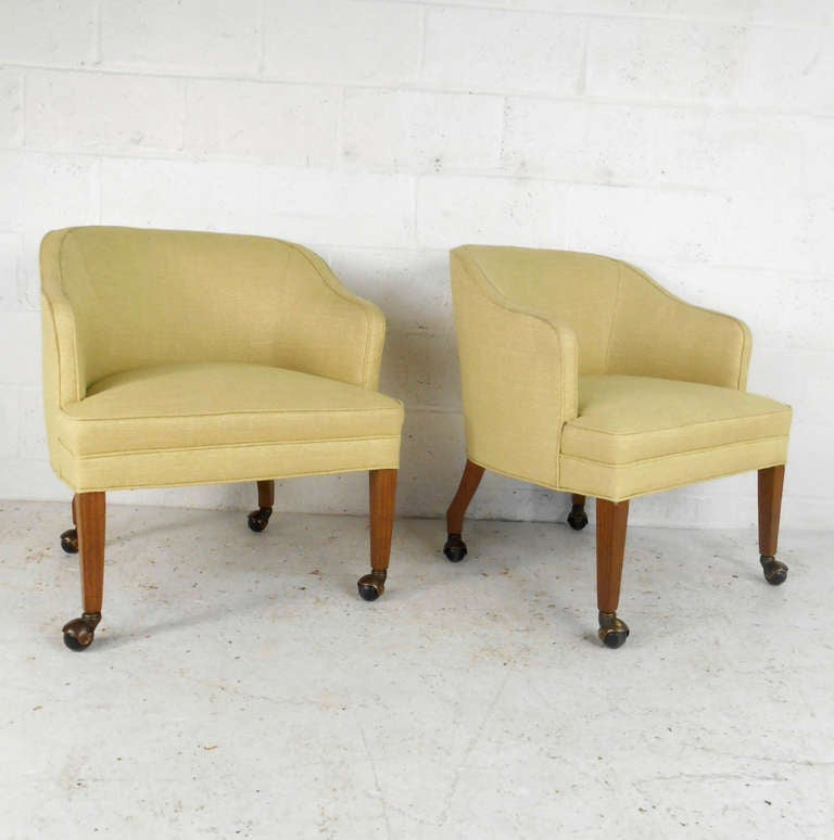 Mid-Century Modern Pair of Vintage Rolling Side Chairs