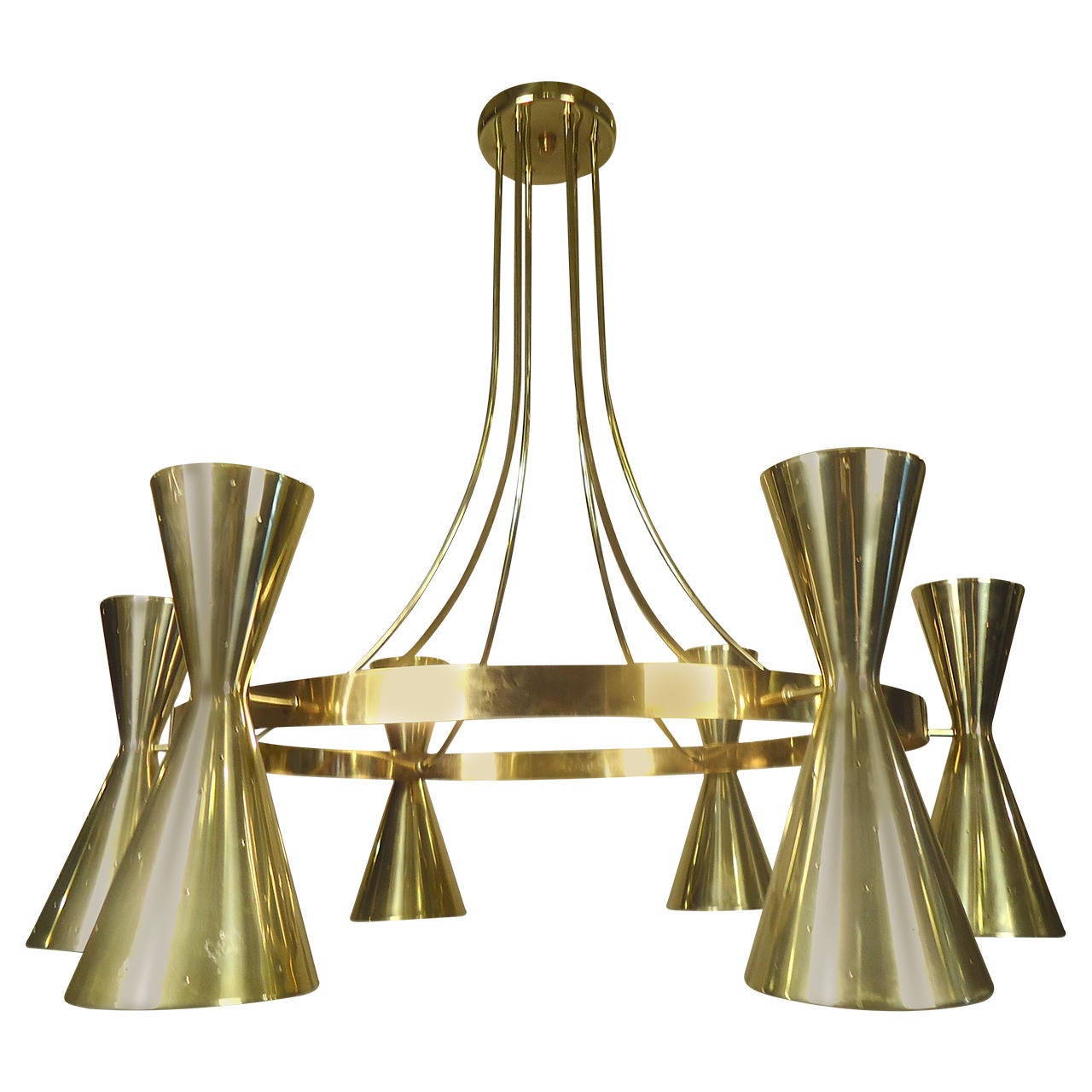 Large Mid Century 12Bulb Chandelier For Sale at 1stdibs