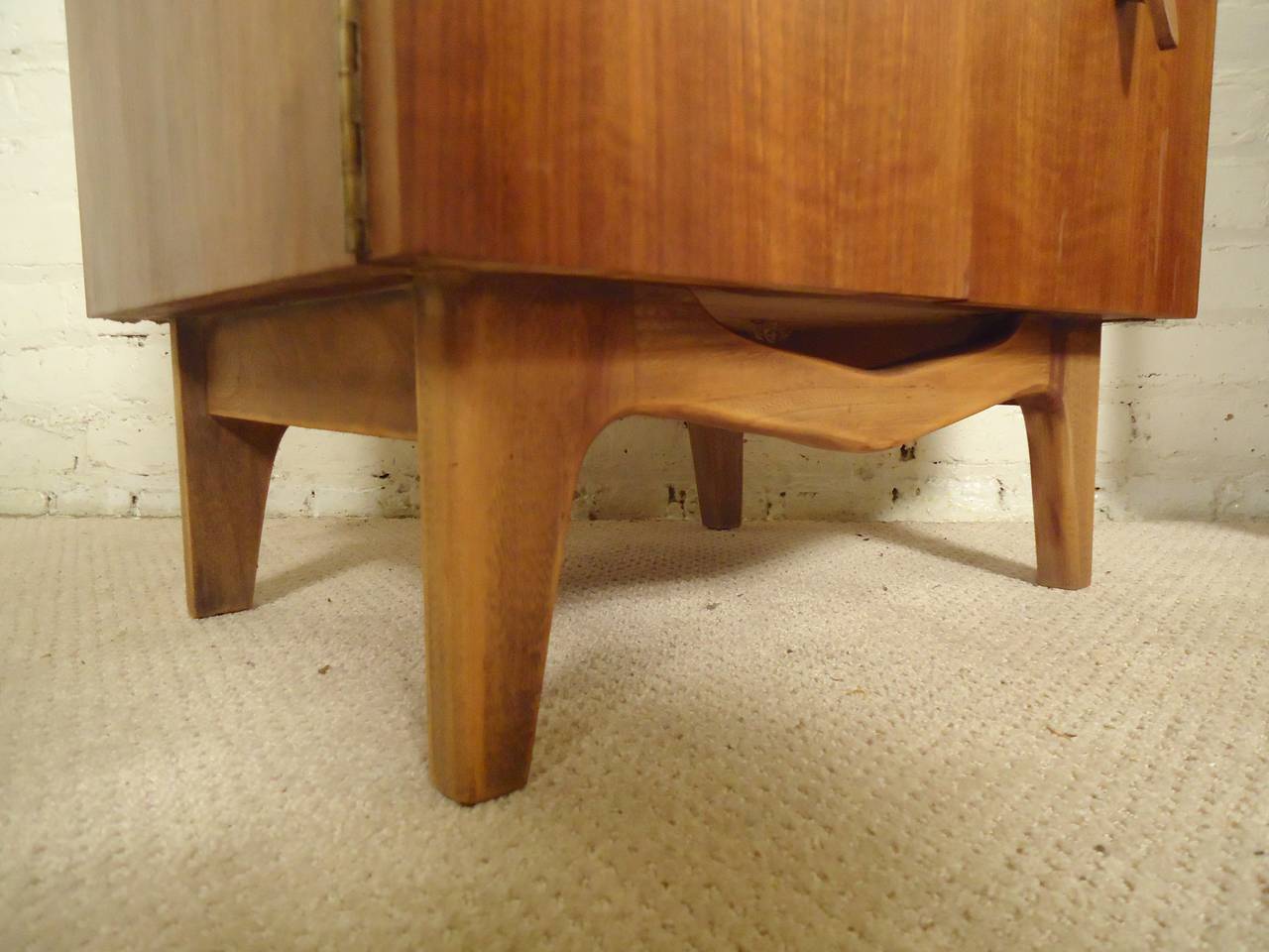Mid-20th Century Matching Midcentury Nightstands with Sculpted Detail