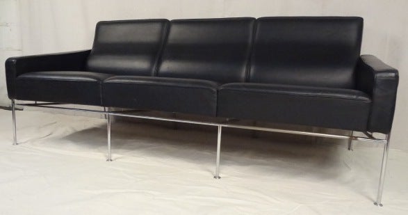 Danish Arne Jacobsen Series 3300 Leather Sofa