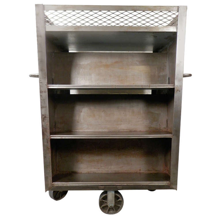 Large Industrial Metal Rolling Cart For Sale at 1stDibs
