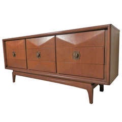 Vintage Sculptural Nine Drawer Dresser w/ Diamond Front