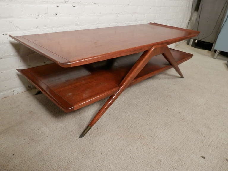 American Distinct Double Tier Table w/ Flaired Edges