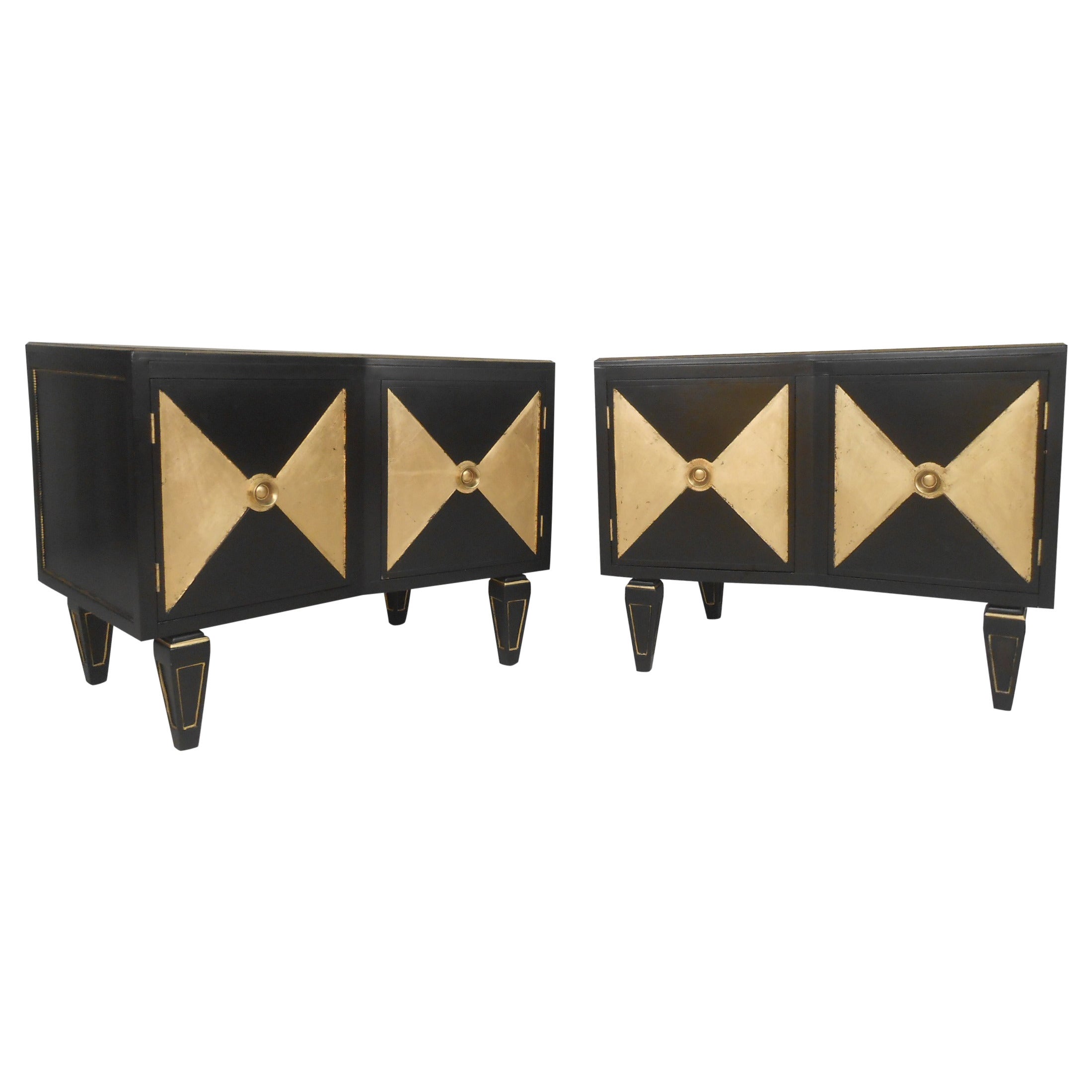 Pair of Gold and Black NightStands by David R. Harrison