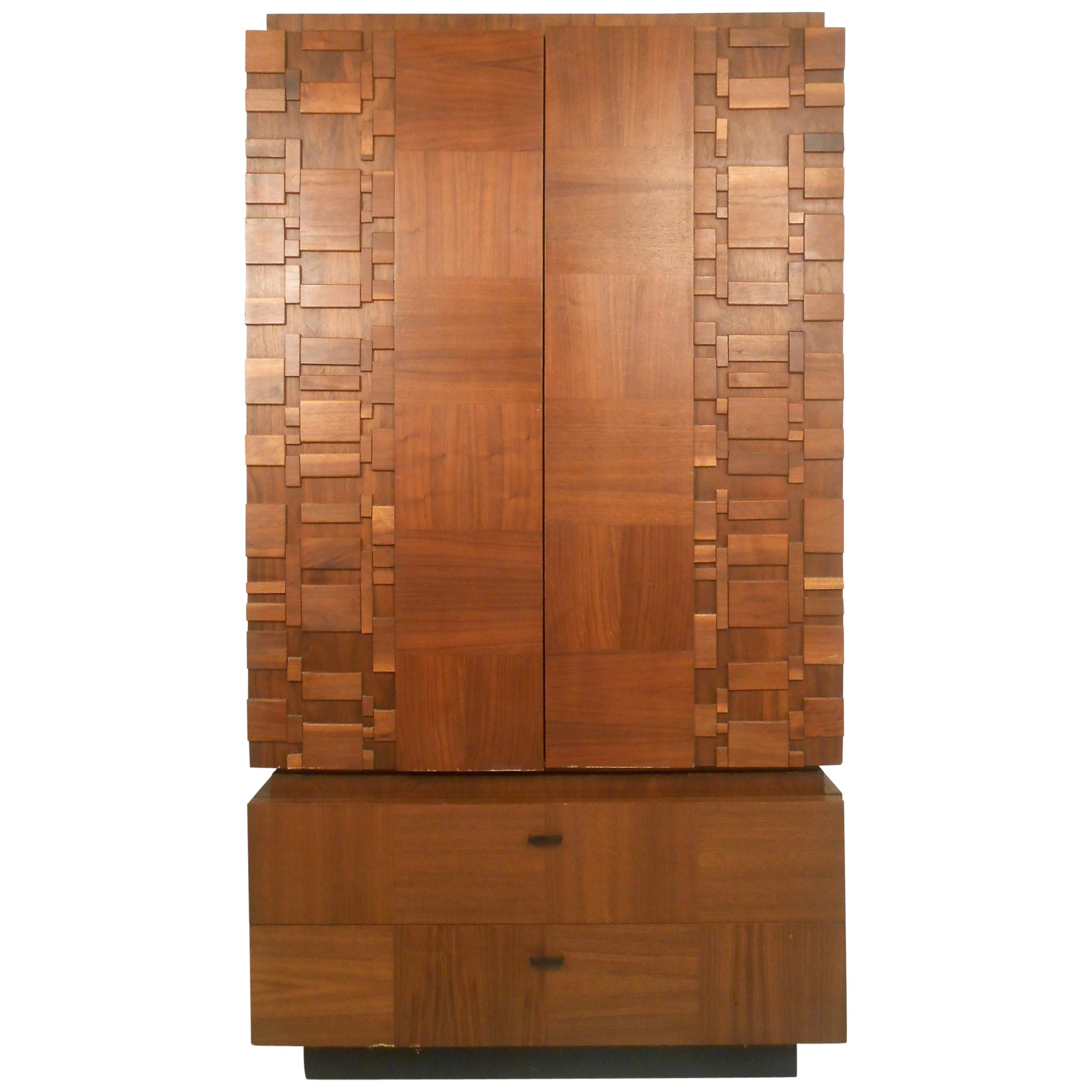 Mid-Century Modern Brutalist Staccato Armoire by Lane