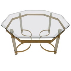 Vintage Lucite and Brass Coffee Table
