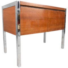 Mid-Century Modern Two-Door Cabinet with Chrome Frame