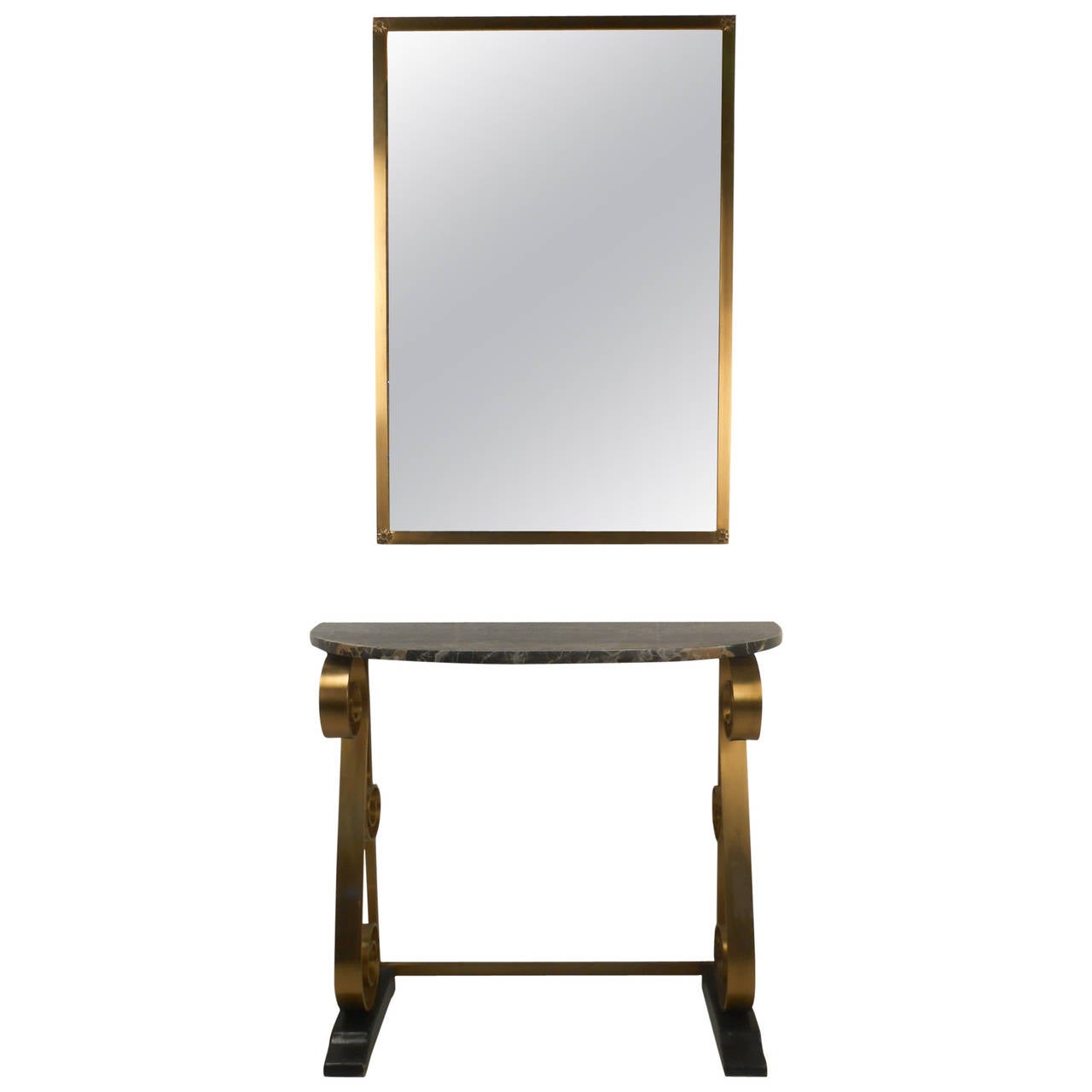 Hollywood Regency Console Table and Wall Mirror For Sale at 1stDibs