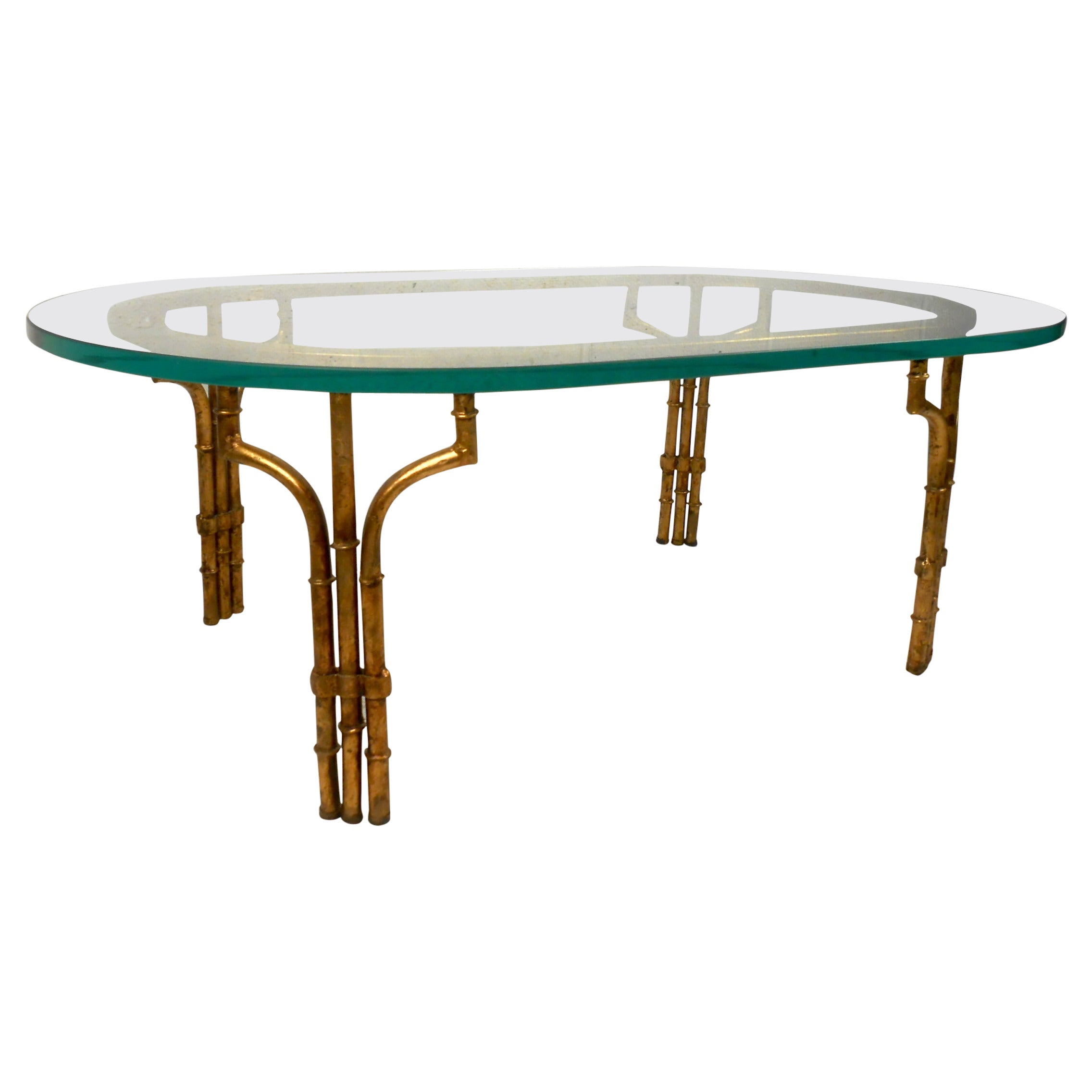 Hollywood Regency Style Coffee Table with Glass Top