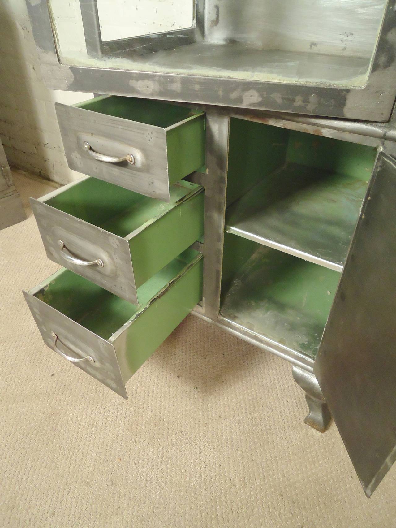 Vintage Hospital Cabinet Refinished In Distressed Condition In Brooklyn, NY