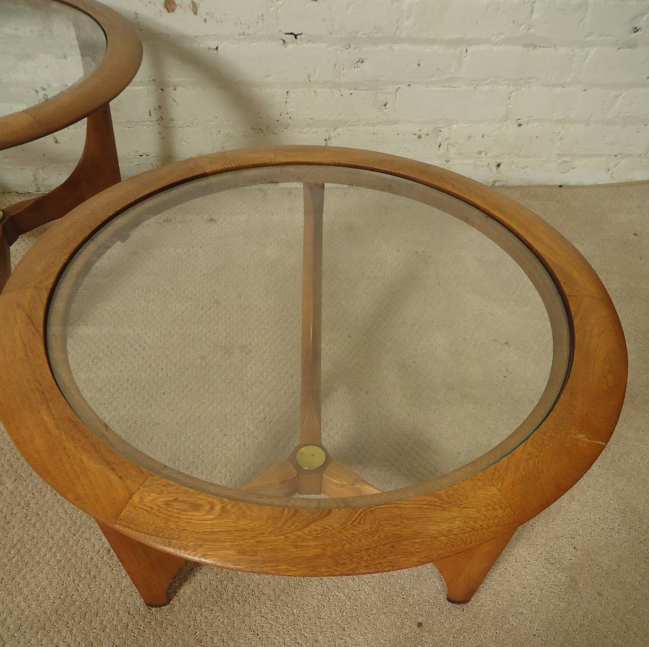 American Mid-Century Pair of Sculpted Walnut End Tables by Lane