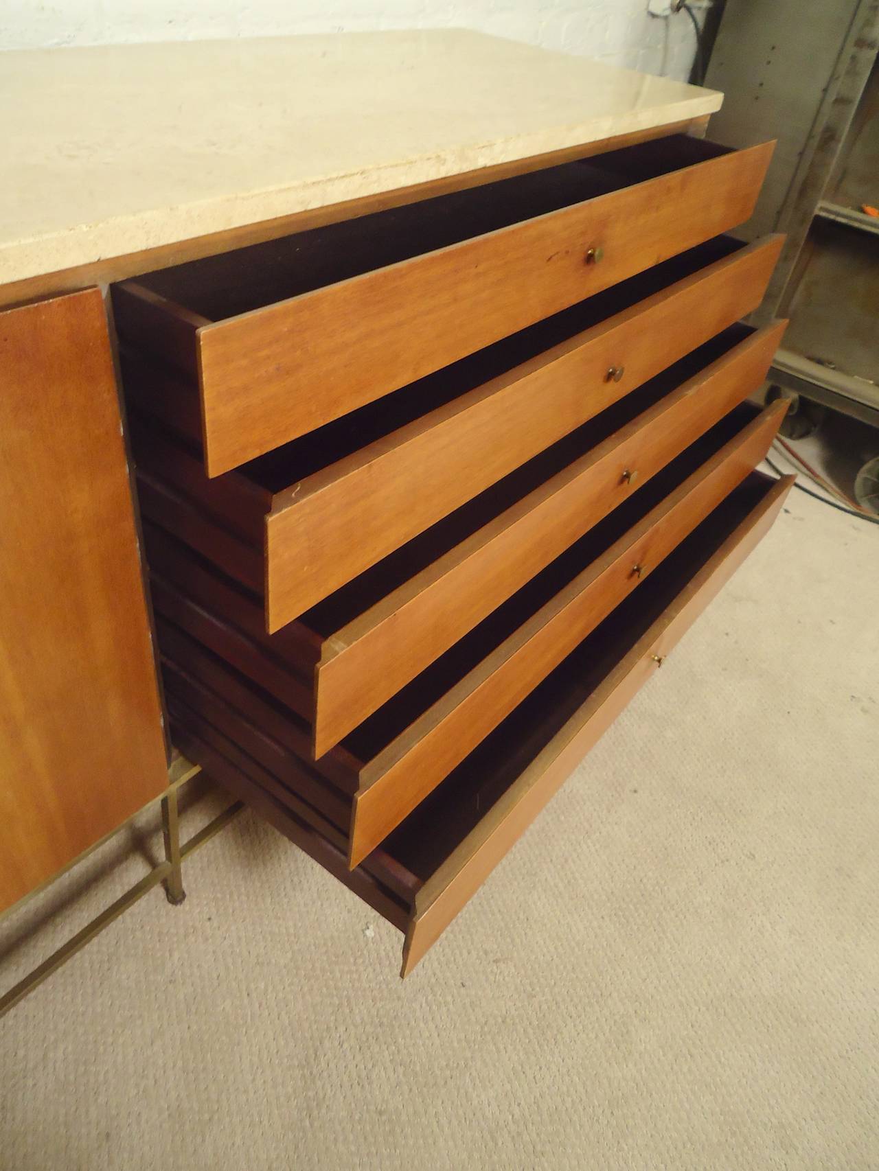 Paul McCobb Marble-Top Credenza In Good Condition In Brooklyn, NY