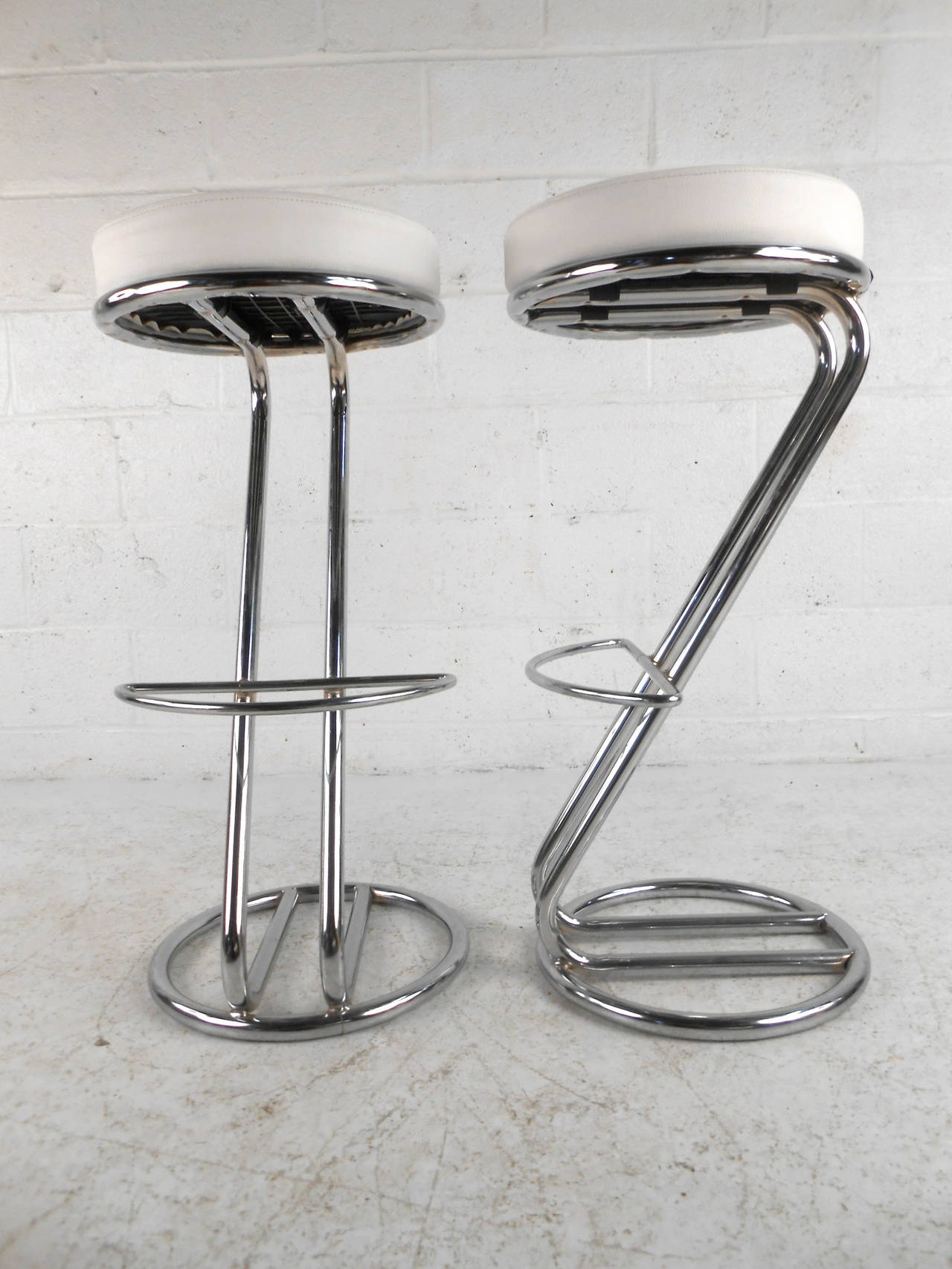 mid century chrome bar stools