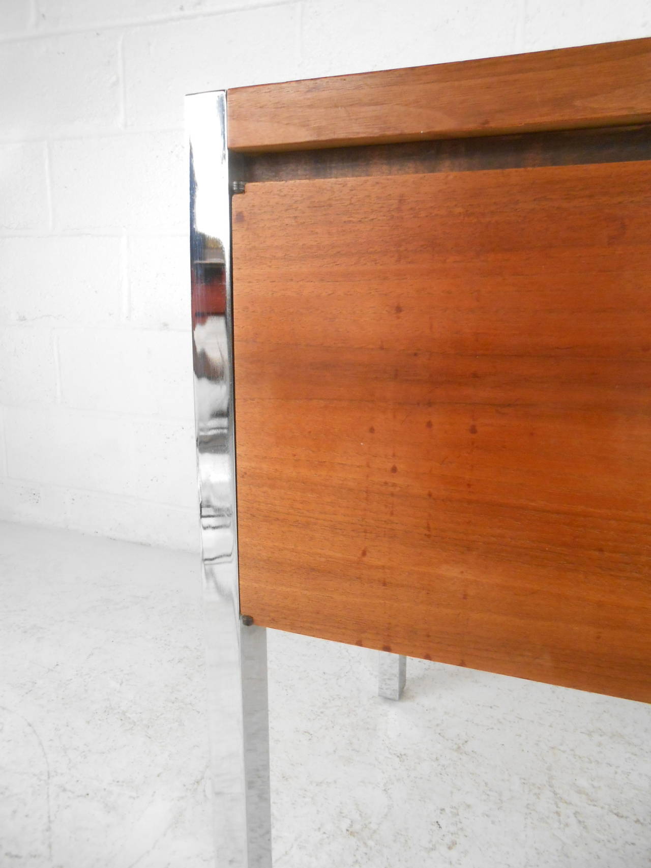 Mid-Century Modern Two-Door Cabinet with Chrome Frame 1
