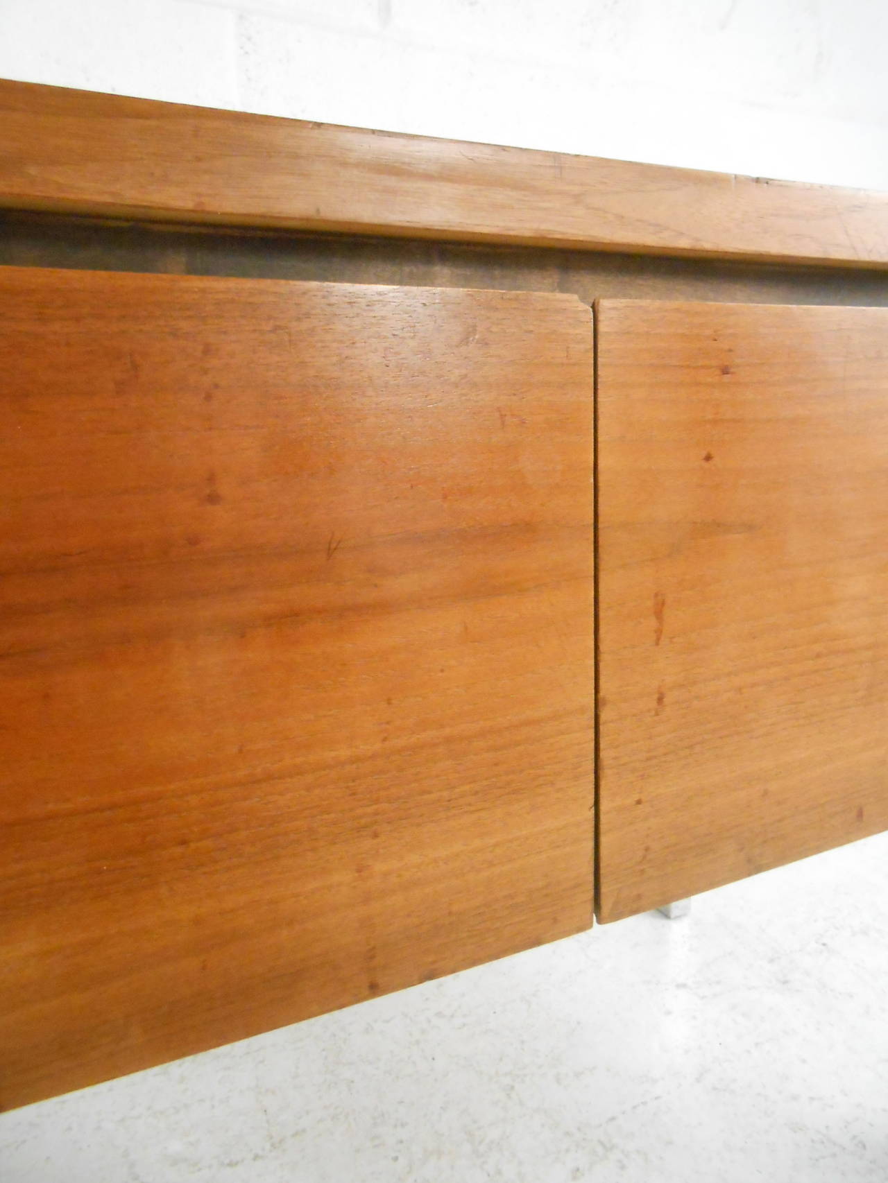 Mid-Century Modern Two-Door Cabinet with Chrome Frame 2