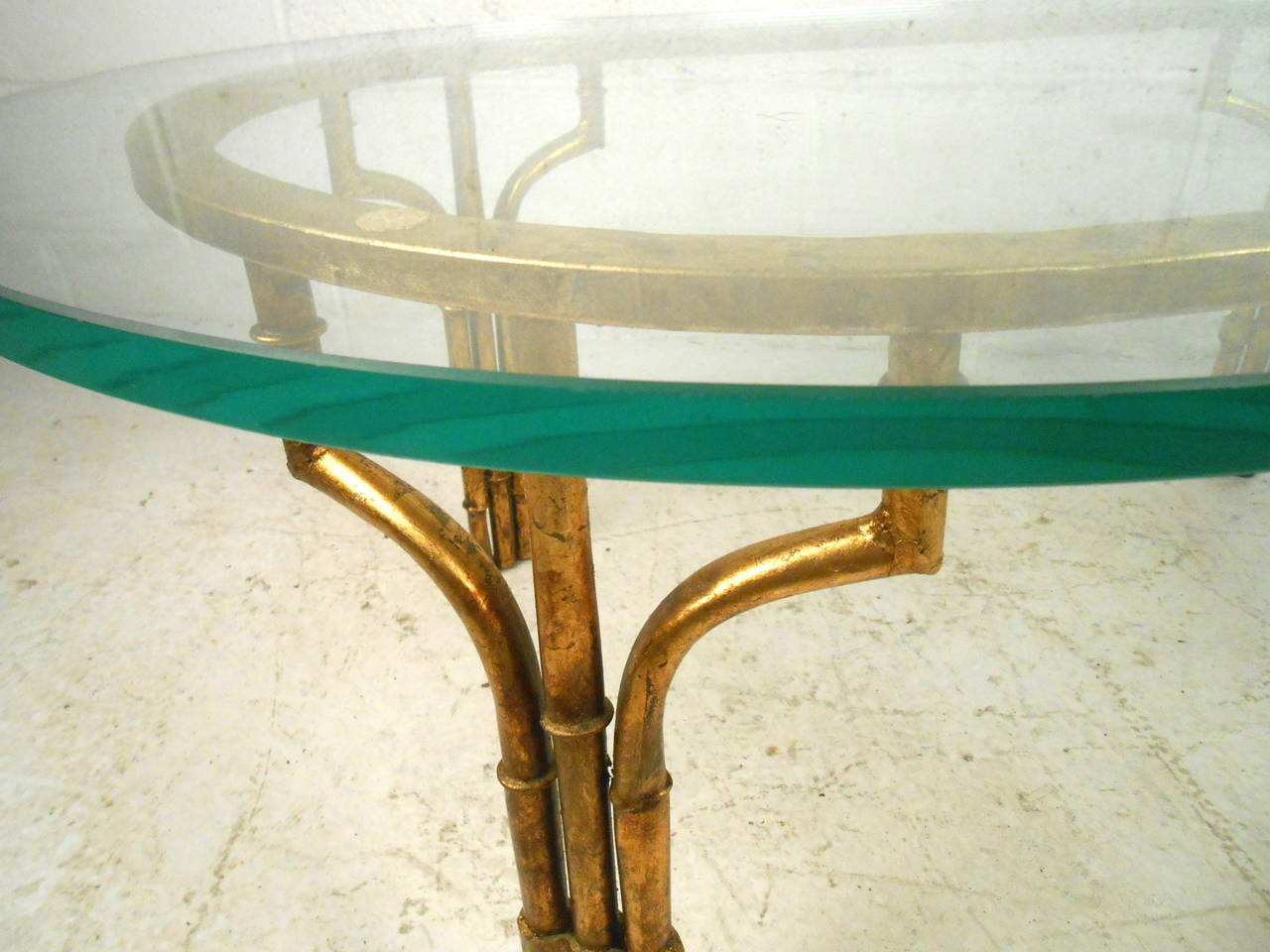 Faux Bamboo Hollywood Regency Style Coffee Table with Glass Top