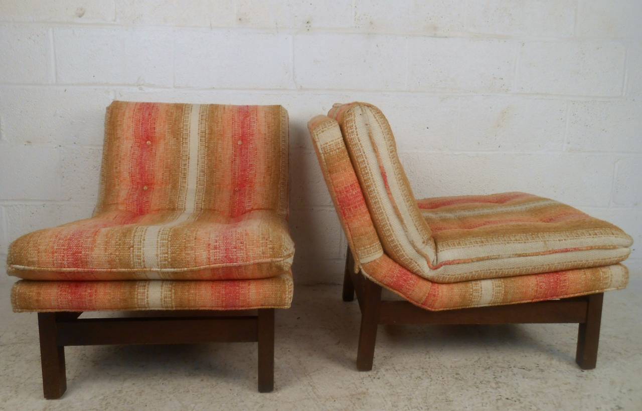 Pair of Midcentury Edward Wormley, Dunbar Style Slipper Chairs In Good Condition In Brooklyn, NY