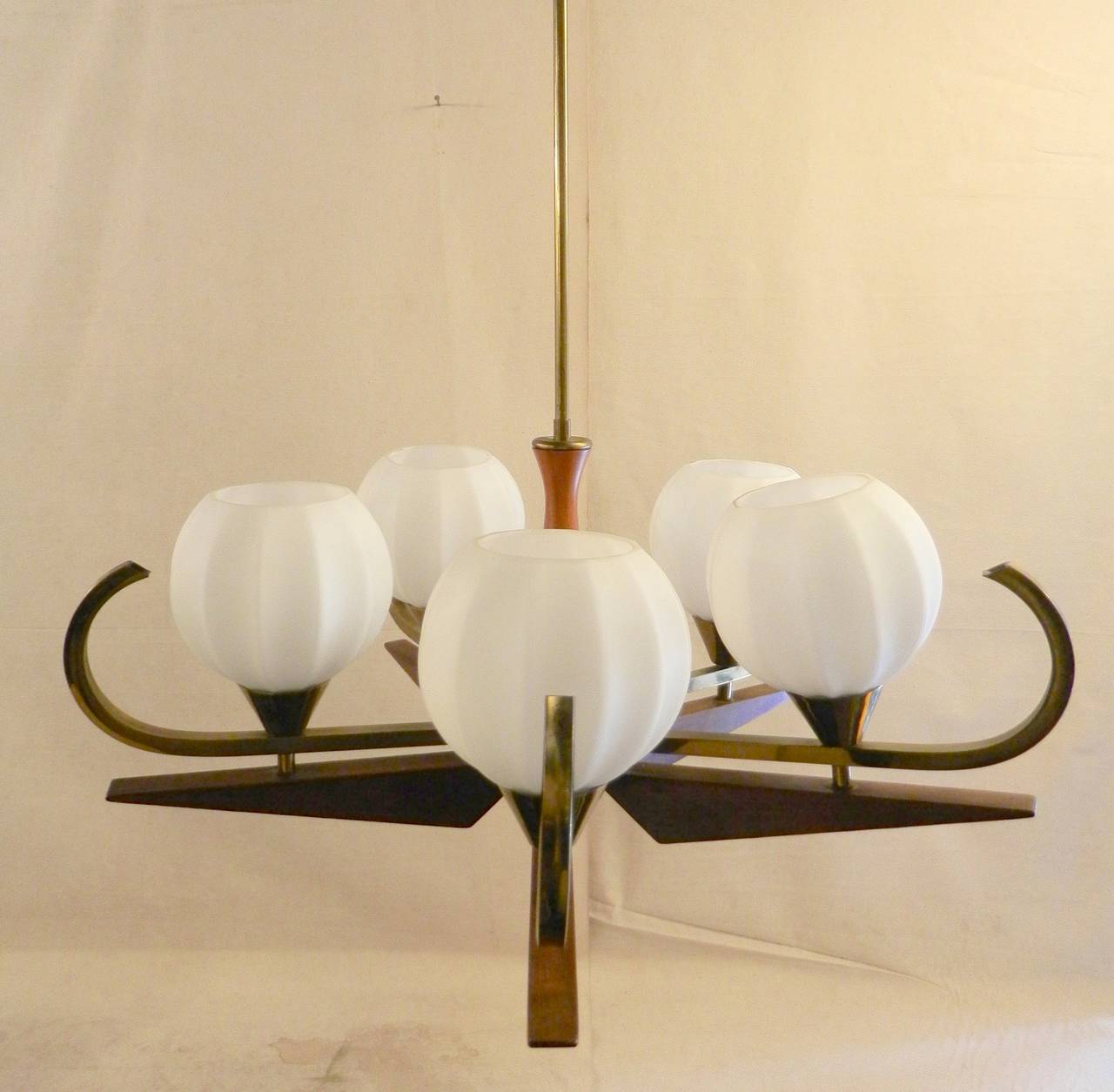 Mid-20th Century Mid Century Chandelier with Glass Globes