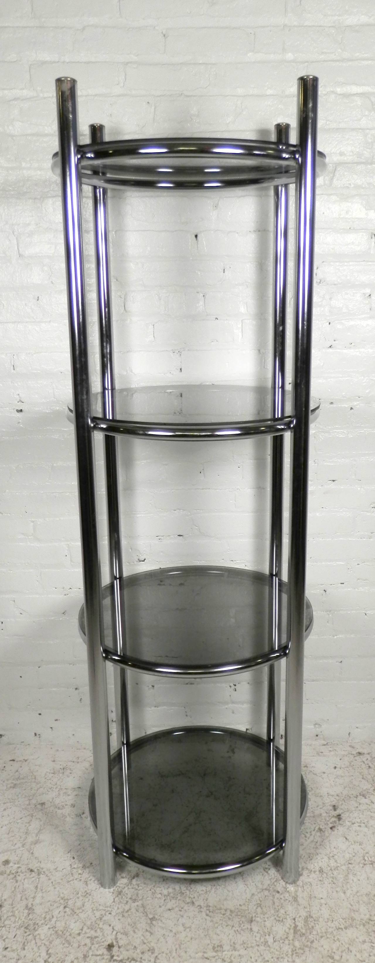 Mid-20th Century Polished Etagere with Smoked Glass