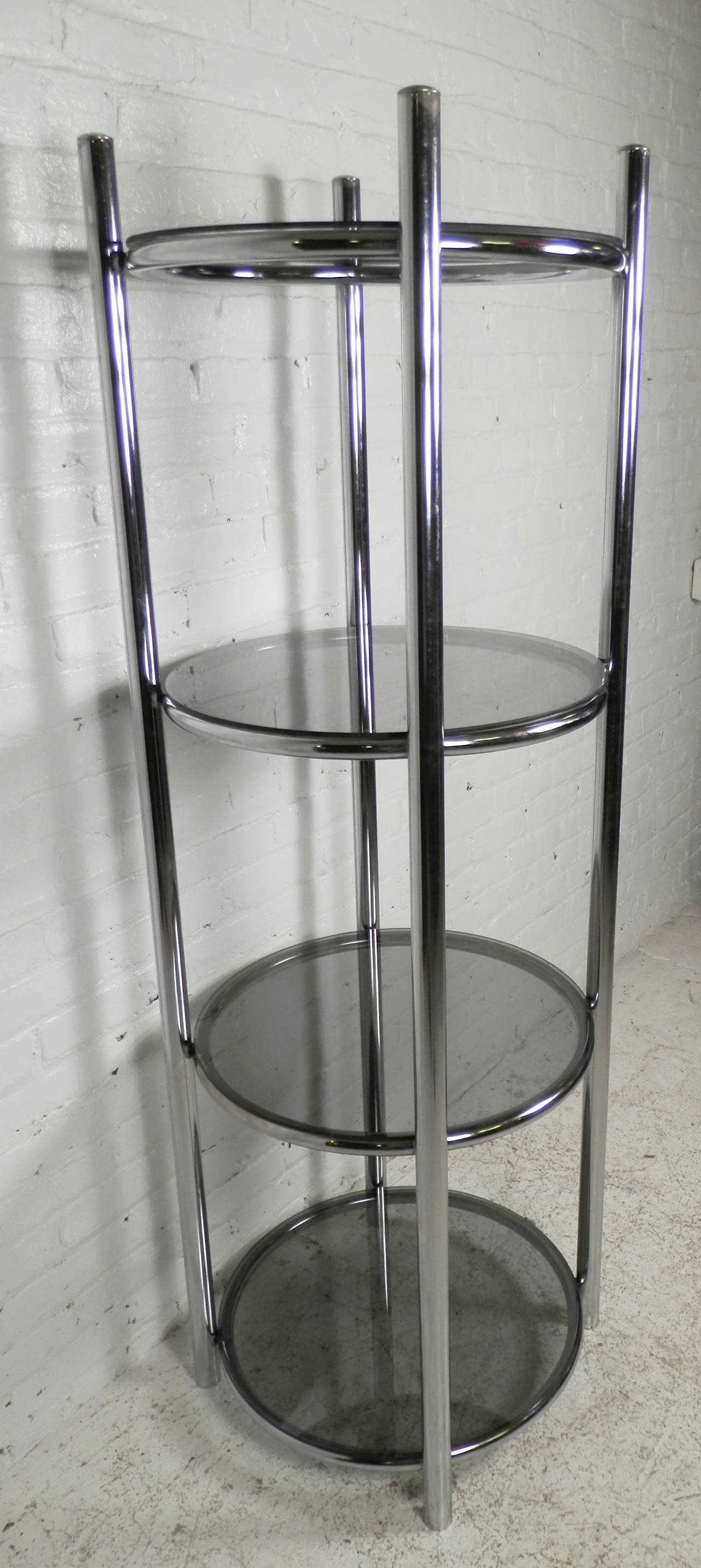 Polished Etagere with Smoked Glass 1