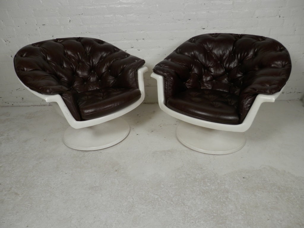 Pair Of Mid-Century Arm Chairs w/ Tulip Base 2