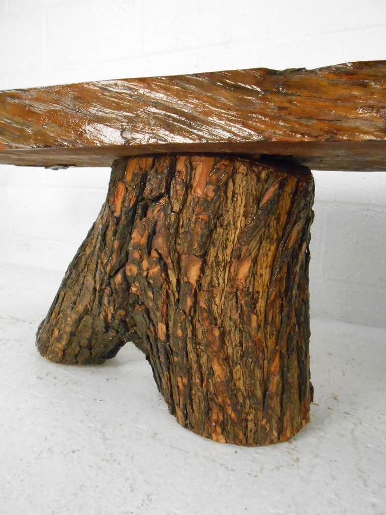 Mid-20th Century Rustic Tree Trunk Cocktail Table