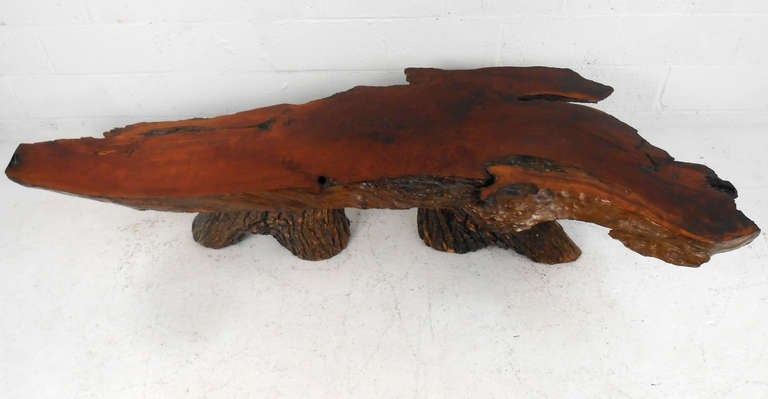 Mid-Century Modern Rustic Tree Trunk Cocktail Table