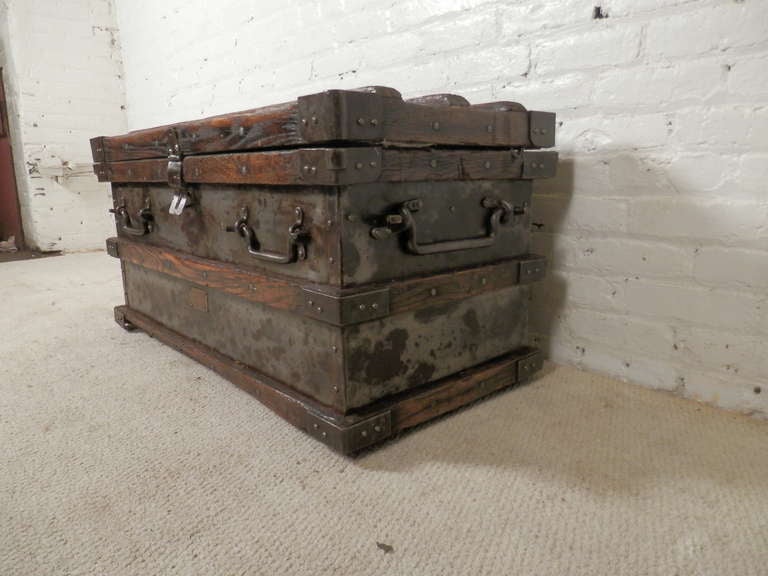 Antique Metal And Wood Trunk