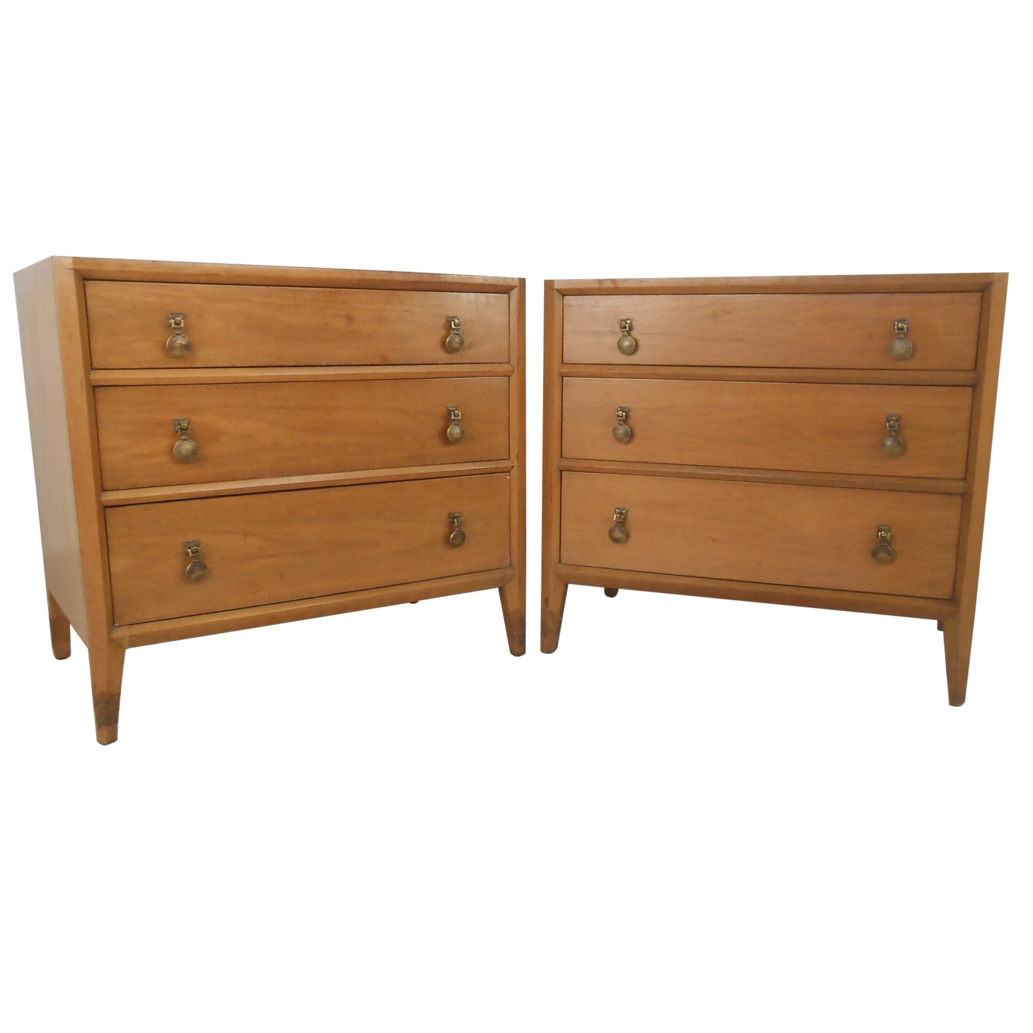 Pair Mid-Century Three Drawer Dressers by Mount Airy 