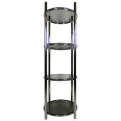 Polished Etagere with Smoked Glass