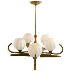 Mid Century Chandelier with Glass Globes 7