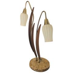 Decorative Mid Century Lamp with Walnut Accents
