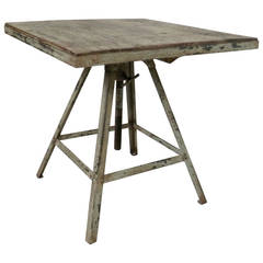 Vintage Industrial Adjustable Table with Rustic Finish