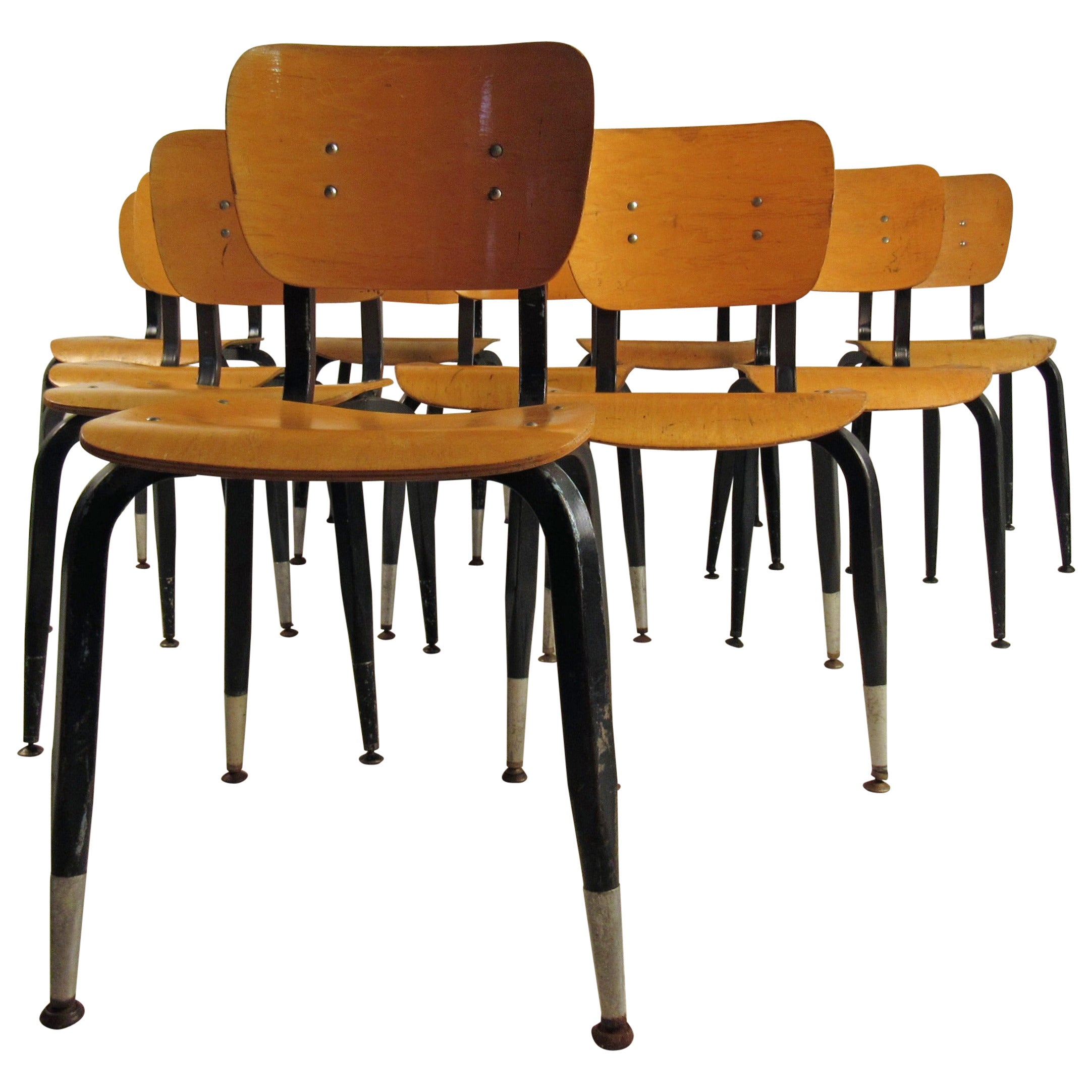 Set of Ten Vintage Bentwood Student Chairs