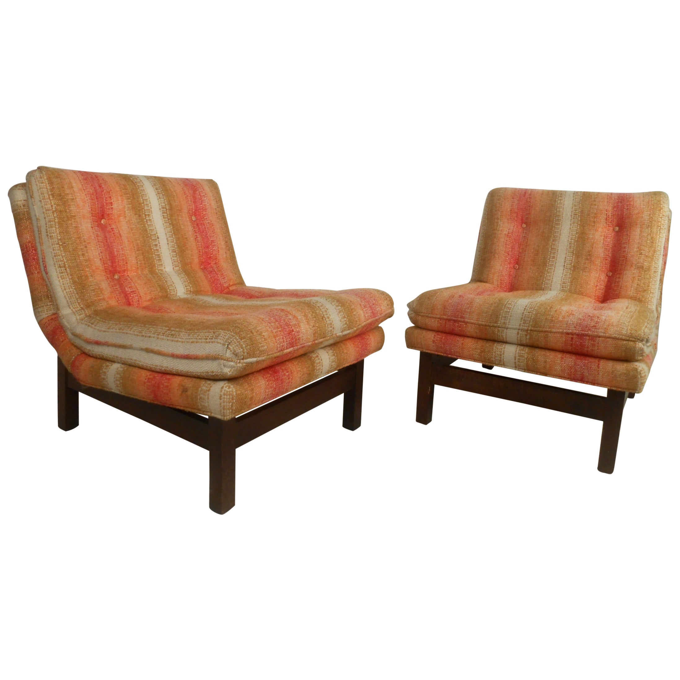 Pair of Midcentury Edward Wormley, Dunbar Style Slipper Chairs