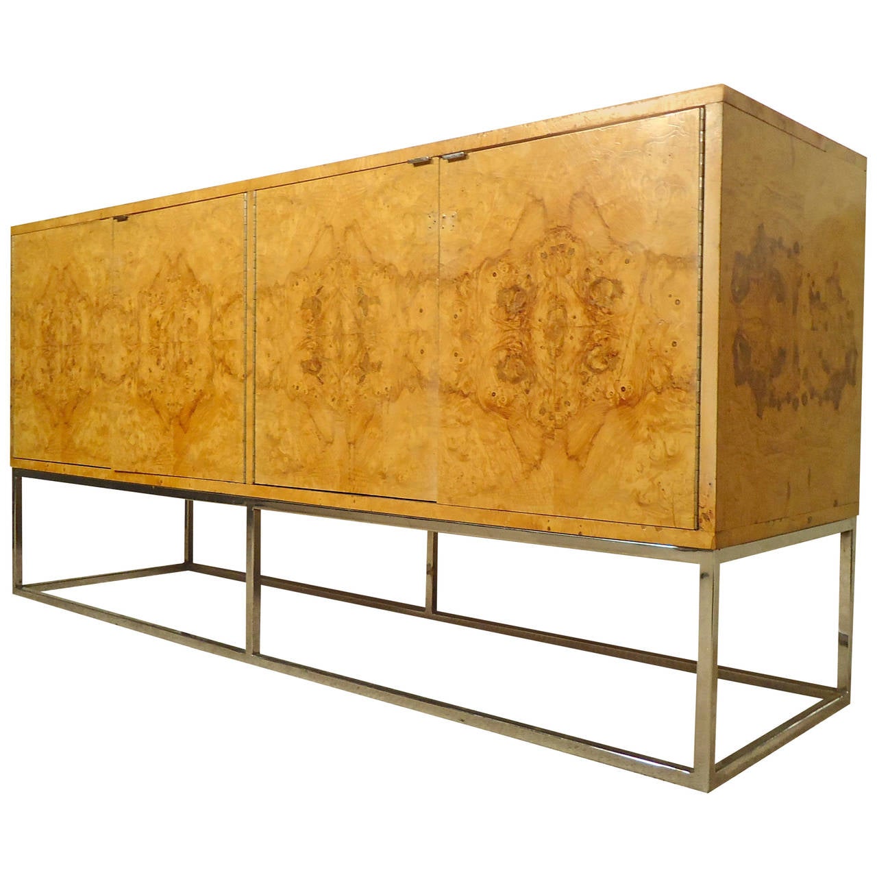 Milo Baughman Burl Wood Credenza at 1stDibs
