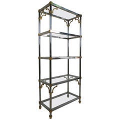 Midcentury Regency-Style Chrome and Brass Etagere by Maison Jansen