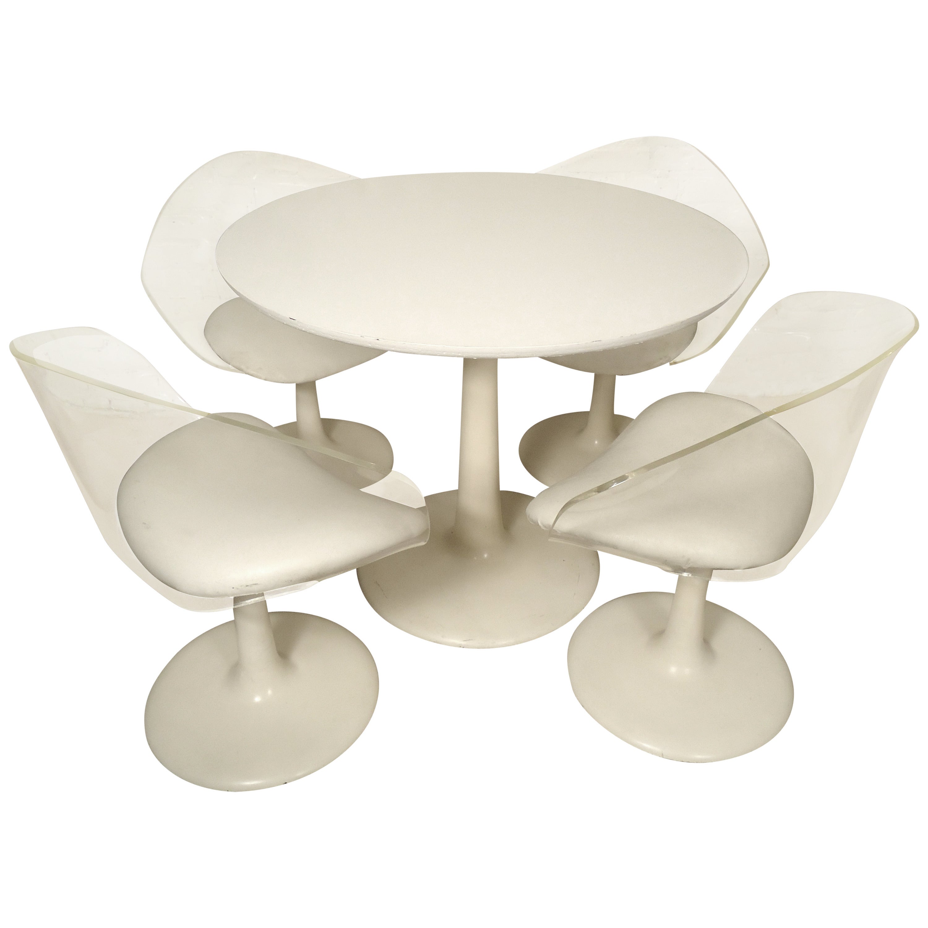 Midcentury Lucite and Tulip Base Set