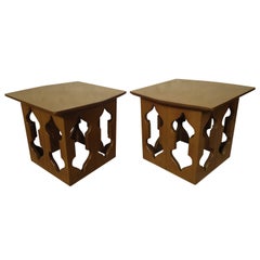 Retro Mid-Century Pair of Sculpted Teak Side Tables