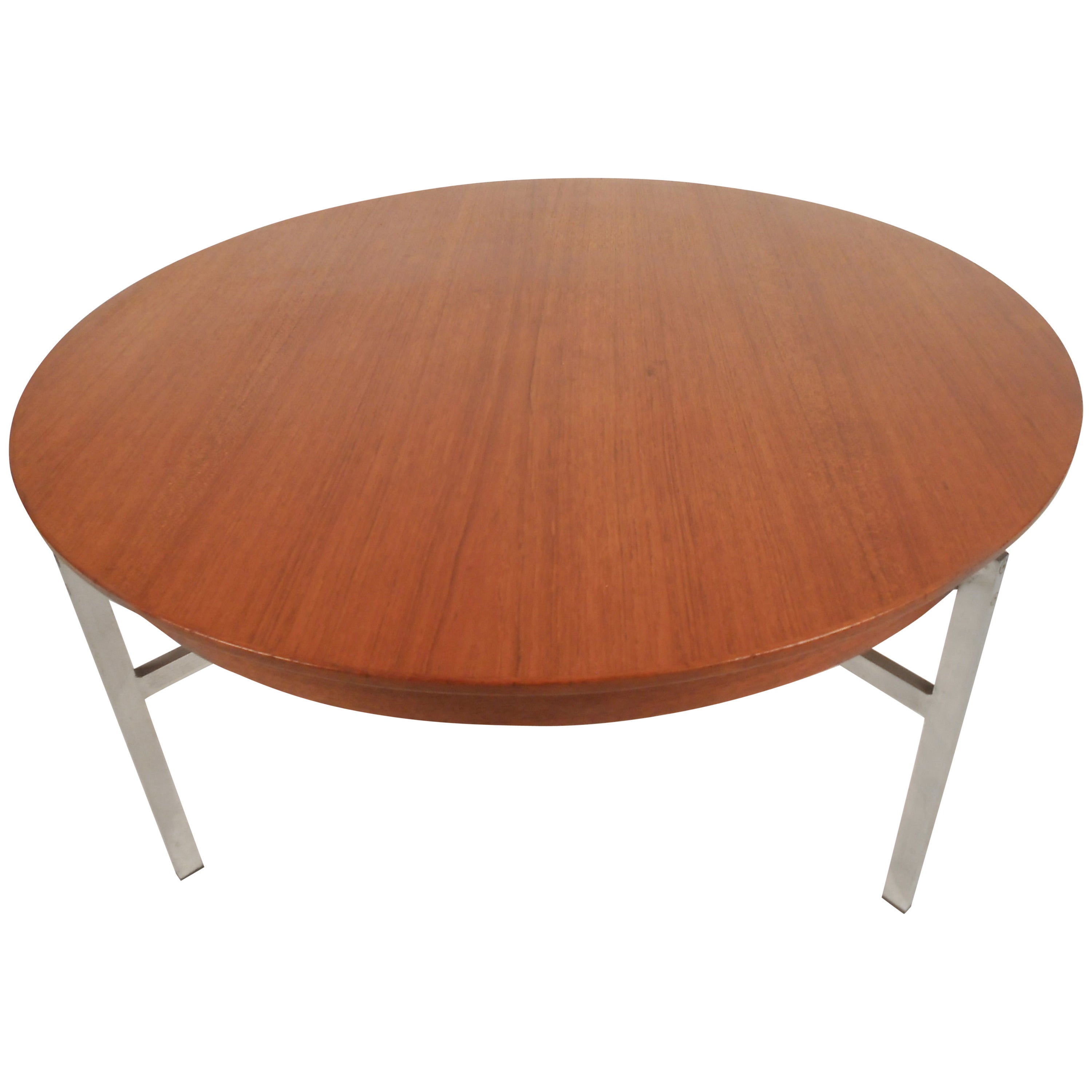 Mid-Century Modern Teak and Steel Coffee Table For Sale