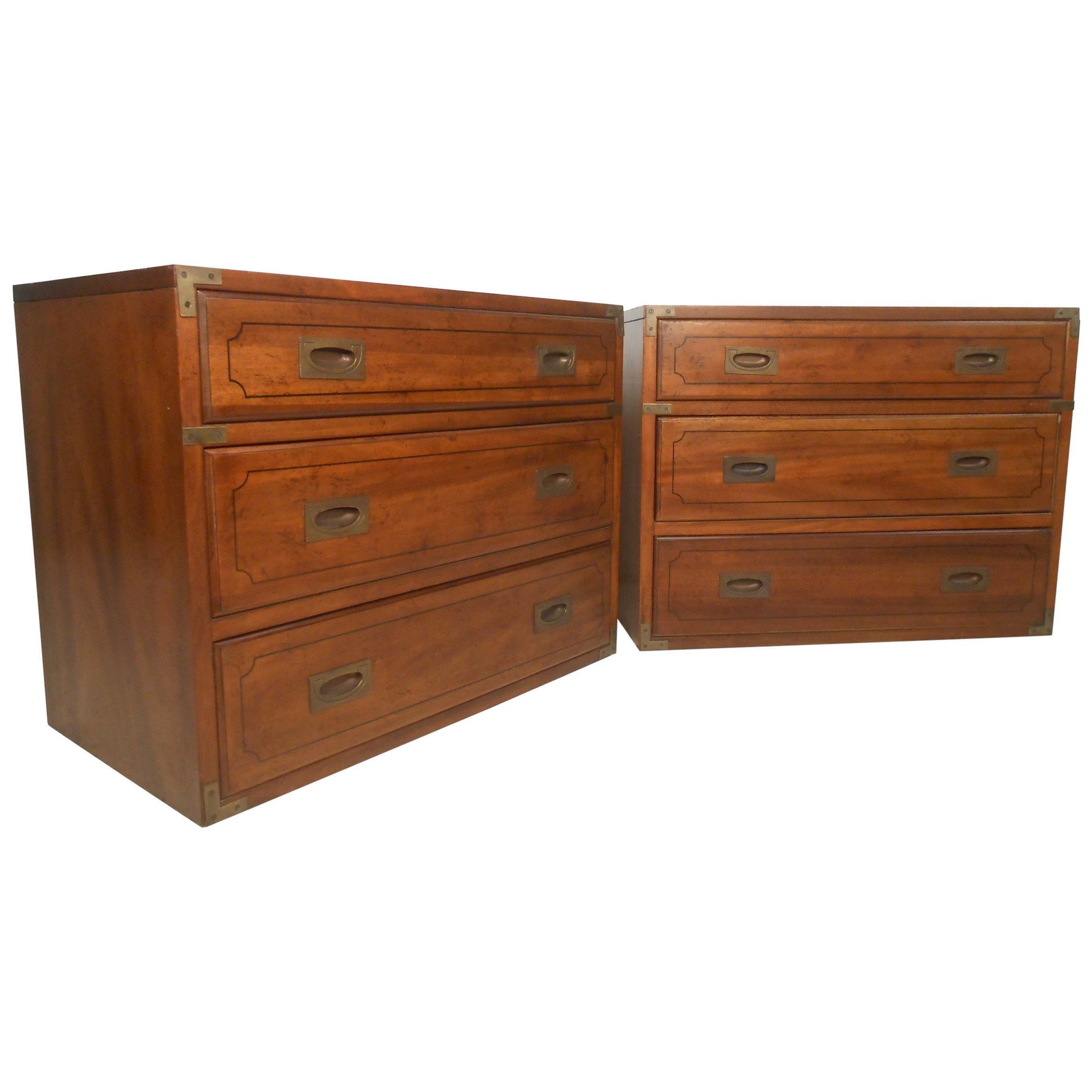 Pair of Campaign Chests by Globe Furniture