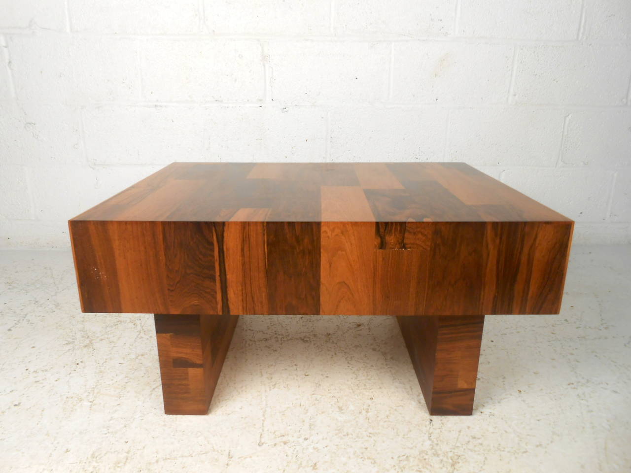 20th Century Vintage Patchwork Coffee Table With Drawer