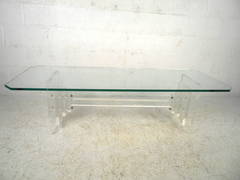 Lucite Coffee Table with Octagonal Glass Top