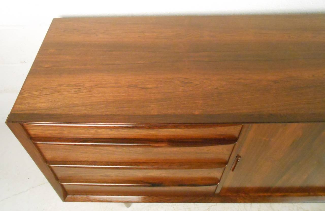 Mid-20th Century Tambour Door Rosewood Credenza by Falster