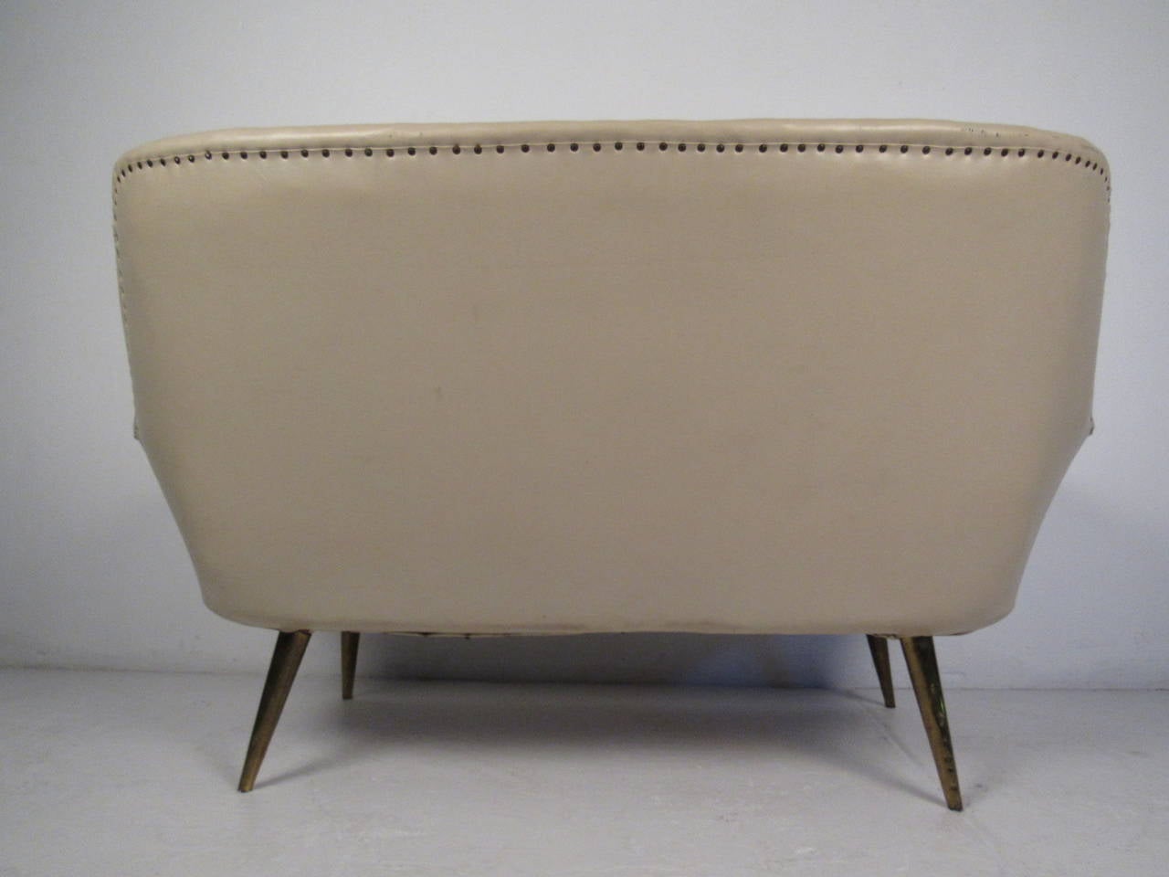 Faux Leather Italian Modern Sculptural Sofa For Sale